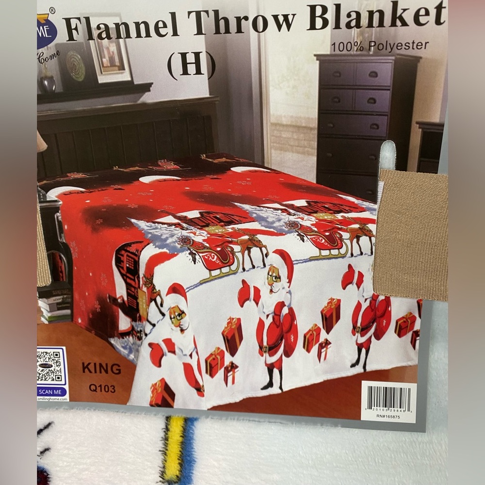 New Santa Claus SOFT Fleece Throw Blanket Christmas Holiday Decor Gift King Size